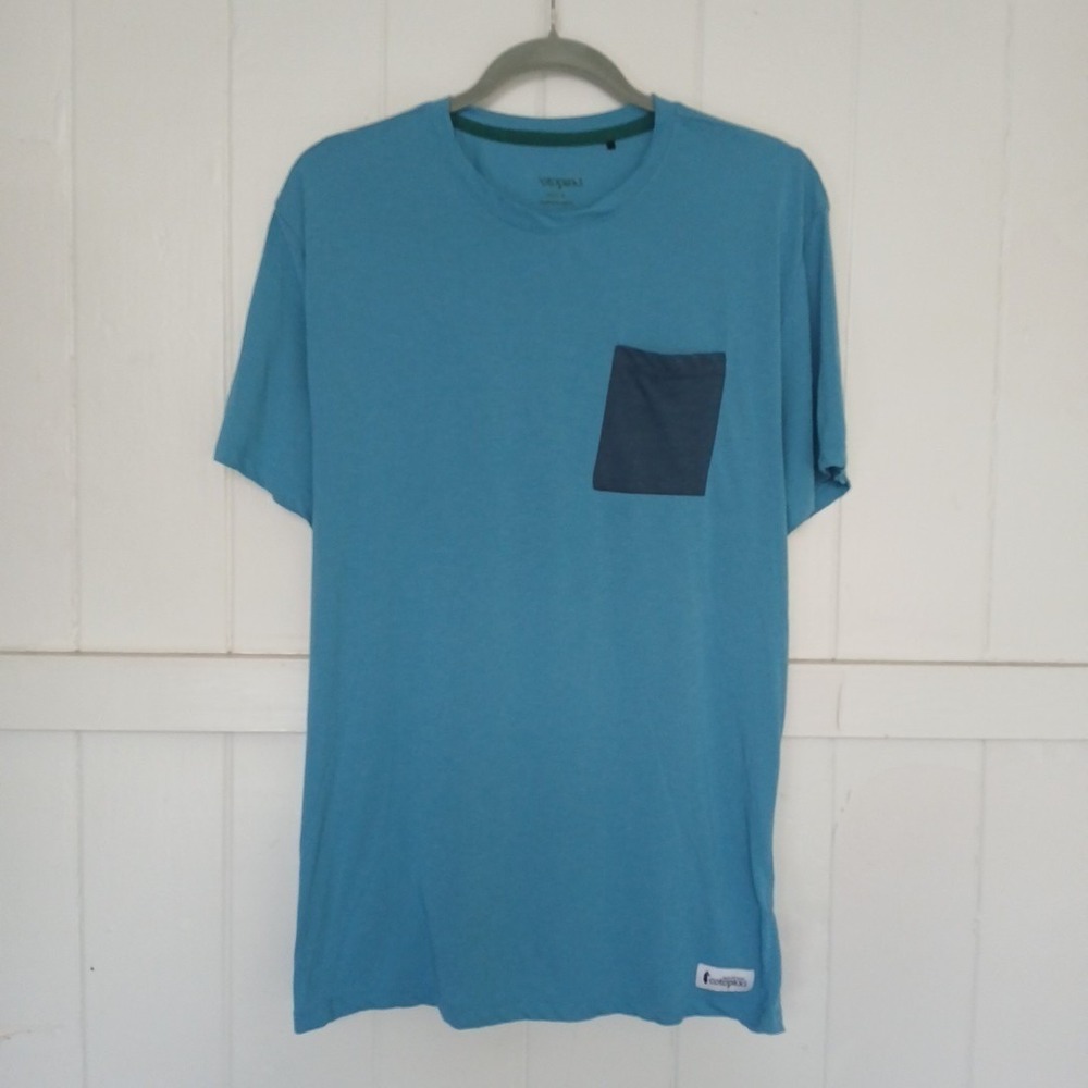 Cotopaxi T-Shirt Paseo Travel Pocket Tee Men's XL Blue Short Sleeve Crew Neck
